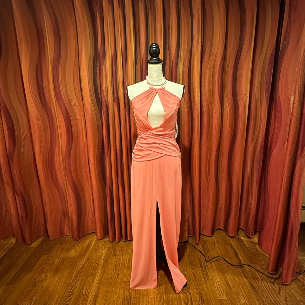 RARE NWT La Perla Vintage Coral Halter Gown